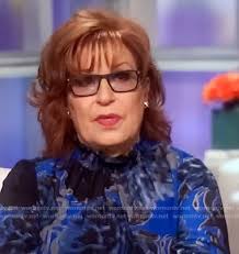 WornOnTV: Joy's blue floral smocked neck blouse