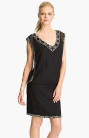J Kara Beaded Trim Chiffon Blouson Dress Flapper Dresses For Sale 1920s Flapper Dress Womens Maternity Dresses