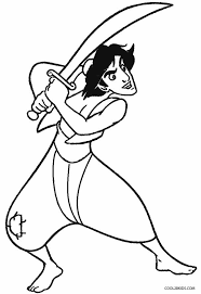 Print to color coloring pages of your favorite characters: Printable Disney Aladdin Coloring Pages For Kids
