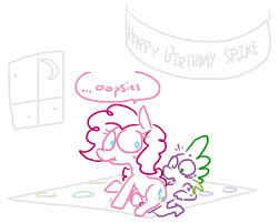 149178 - suggestive, artist:weaver, pinkie pie, spike, dragon, earth pony,  pony, accidental sex, female, male, mare, pinkiespike, scrunchy face, sex,  softcore, straight, twister - Derpibooru