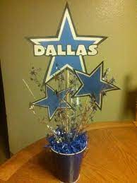 Made These Dallas Cowboy Theme Centerpieces For My God Daughter Dallas Cowboys Birthday Party Dallas Cowboys Theme Cowboy Birthday Party
