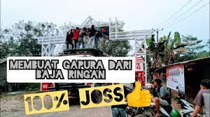 Oct 17, 2020 · gazebo baja ringan tidak bisa dipungkiri bahwa saat ini material baja ringan banyak dipakai untuk atap rumah atap toko atap kantor dan atap sekolah. Pembuatan Gapura Dari Baja Ringan Youtube