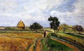 The Old Ennery Road In Pontoise Camille Pissarro Wikiart Org Camille Pissarro Camille Pissarro Paintings Landscape Paintings