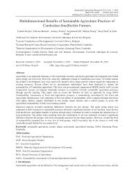 Pdf Multidimensional Benefits Of Sustainable Agriculture Practices Of Cambodian Smallholder Farmers