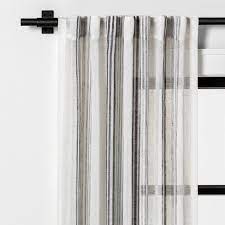 It is grey striped curtain with thick stripes of white and grey colour combination. Vertical Stripe Curtain Sheer Gray Hearth Hand With Magnolia Target