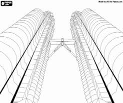Outside the building there is a garden designated by the. Petronas Twin Towers Kuala Lumpur Coloring Page Printable Game