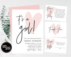Excited To Share This Item From My Etsy Shop Pink Heart It S A Girl Shower Simple Baby Simple Baby Shower Invitations Modern Baby Shower Simple Baby Shower