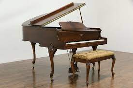Carved Walnut 54 Vintage Baby Grand Piano Bench 1937 Gulbranson