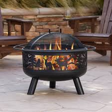 Burning is allowed between the hours of 10 a.m. John Timberland Rustic Black Fire Pit Round 30 Animal Cut Steel Wood Burning With Spark Screen And Fire Poker For Outside Backyard Patio Camping Walmart Com Walmart Com