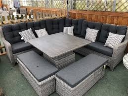 New upholstery with giacometti style fabric. Larne Silver Grey Rattan Corner Sofa Set Large 10 Seater