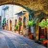 The medieval town of norcia, in the valnerina valley of umbria, sits at the foot of the impressive monti sibillini range and slopes down to the nearby sordo river. 1