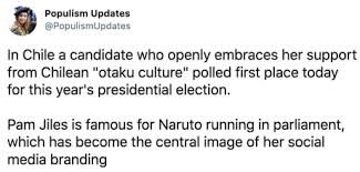 Pamela jiles (pamela theresa pam jiles; Chilean Lawmaker Famous For Naruto Running In Parliament Tops Presidential Election Poll 9gag
