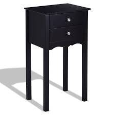 This narrow side table with drawer by isthis narrow side table with drawer by is a beautiful and practical addition to your home decor. Side Table End Accent Table W 2 Drawers Black On Sale Overstock 28423608