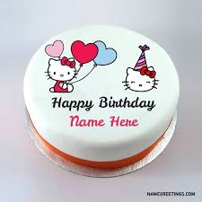 Happy Birthday Cartoon Cake Pictures With Name Write Name On Hello Kitty Bday Cake Jpg Birthday Cake Greetings Hello Kitty Birthday Cake Birthday Cake Write Name