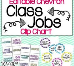 Class Jobs Chevron Themed Clip Chart Editable Class Jobs Classroom Jobs Job Cards