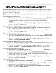 Building Macromolecules Activity