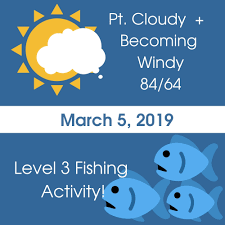 partly cloudy warm and off the chart fishing activity in