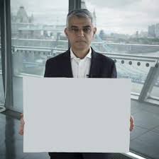 Make a meme make a gif make a chart by luftweg. Sadiq Khan With Sign Blank Template Imgflip
