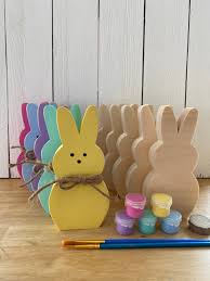 ‪Handmade Easter Bunny Wood Craft Kit: Spring DIY Paint Decor - Etsy‬‏