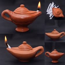 Aladdin Clay Oil Lamp Separate Lid Home Wedding Decors 20 Wicks Free Handmade Oil Lamps Kids Clay Diwali Diy