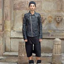 Rick Owens Mens Zipped Stooges Leather Biker Jacket Black 2016ss Leather Biker Jacket Jackets Biker Jacket