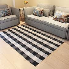 Black And White Check Doormat Winwinplus 100 Cotton Plaid Rugs Black White Hand Woven Checkered Door Mat Washable Rag Throw Rugs 23 6 X70 9 Black A With Images Plaid Rug Plaid Area Rug Space Rugs
