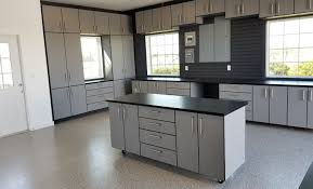 Jumbo cabinet features 5 fixed shelves to help provide convenient storage space. Garage Concepts Garage Storage