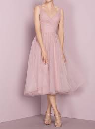 Deep Blush Tulle Prom Dress Tea Length V Neckline Evening Dress Tea Length Tulle Bridesmaid Dress From Sancta Sophia Tea Length Bridesmaid Dresses Tea Length Prom Dress Tulle Bridesmaid Dress