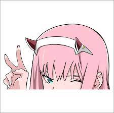 Zero Two Peeking Peeker Window Vinyl Decal Anime Stickers Darling In The Franxx Anime Stickers Anime Diys Anime Canvas