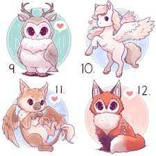 Mythical Animal Fusion Sticker And Or 6x6 Quotprints Cute Animal Drawings Cute Kawaii Animals Animal Drawings