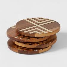 Check spelling or type a new query. Set Of 4 Coasters Natural Acacia With Gold Metal Threshold Target