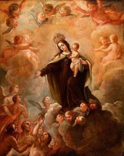 ORACION A LA VIRGEN DEL CARMEN POR LAS BENDITAS ALMAS DEL PURGATORIO  Piadosa Madre del Carmelo, protectora de todos los que sufren y de quienes  se purifican para participar en el gozo