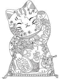 Japanese coloring pages for adults. Cat Coloring Pages For Adults Free Novocom Top