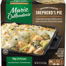 Sales of marie callender's frozen desserts, dinners, and pot pies made $800 million annually as of 2011, making the name of this humble and hardworking baker from california one of the most valuable in the food world. Marie Callender S Chicken Bacon Shepherd S Pie Frozen Meal 11 7 Oz 11 7 Oz Pot Pies Meijer Grocery Pharmacy Home More