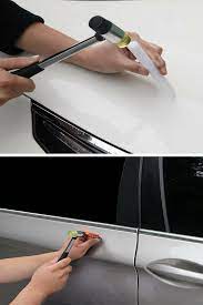 get dents out of your car with the metal rod and rubber knockdown method 修復 修理 自動車