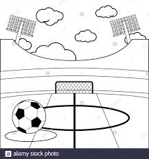 Fussballstadion Und Einen Fussball Schwarz Weiss Malseite Stockfotografie Alamy