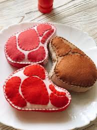 Meat Steak Roast Steak Play Food Felt Food Play Kitchen Plush Toy Photo Props Baby Montessori Sensory Toys Waldorf Toys Felt Food Play Food Felt Play Food