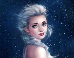 Elsa, blue, winter, white, frozen, disney, girl, daekazu, snow queen,  fanart, fantasy, iarna, face, luminos HD wallpaper