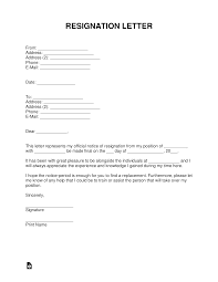 Free Resignation Letters Templates Samples Pdf Word Eforms
