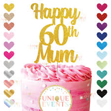 Pink and white sugar roses with sugar bunting. Happy 60th Mum Cake Topper Mum Sixty 60 Mother Mum Glitter Sixty 60 70 Birthday Ebay