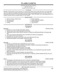 restaurant bartender resume example