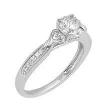 Hallmark Bridal Womens 1 3 Ct T W Round White Diamond 10k Gold 1 667 Liked On Polyvore Fea White Gold Diamond Rings Yellow Diamond Rings Bridal Rings