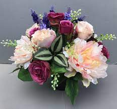 In addition, you cannot rule out people stealing things from gravesites. Artificial Flower Grave Pot With Dark Pink Roses Peach Peonies Artificial Flower Studio