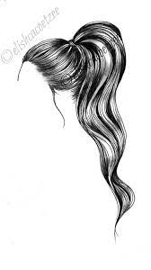 Instant Digital Download Fashion Hair Ponytail Hairstyle Black And White Hair Updo Drawing Illustrat Ponytail Drawing How To Draw Hair Drawings