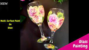Quick And Easy Roses On Glass Acrylic Painting On Glass One Stroke Painting Diy Youtube Glass Painting Simple Rose One Stroke Painting