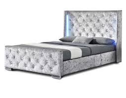 Marcus winged designer bed featured in grey naple height width length 3ft 137 cm 102 cm 219 cm 4ft 137 cm 131 cm 212 cm. Dorchester Led Crushed Silver Velvet Bed Frame Led Lights Winged Diamante Headboard Fabric Bed Frame Buy Faux Leather Bed Fabric Bed With Crystal Western Style Bed Frame Product On Alibaba Com