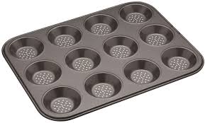 Masterclass Perforated Crusty Bake Non Stick 12 Hole Pastry Tartlet Baking Tray Tray Bakes Mince Pies Kitchen Craft Cookware