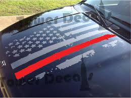 Black And White American Flag Back Window Decal Distressed American Flag Hood Thin Red Line Fire Fighters Decal Fits Jeeps Dodge Ram Ford Chevy Trucks Chevy Trucks Chevy Diesel Trucks Diesel Trucks