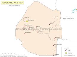 Eswatini (svazilenda) atrodas āfrikas dienvidos, un tā robežojas ar dienvidāfriku un mozambiku. Eswatini Swaziland Rail Map