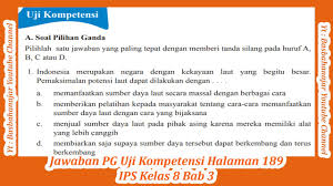 Berilah tanda silang di huruf a b dan c dan jawaban lah dengan benar. Jawaban Pg Uji Kompetensi Ips Kelas 8 Halaman 189 Bab 3 Youtube